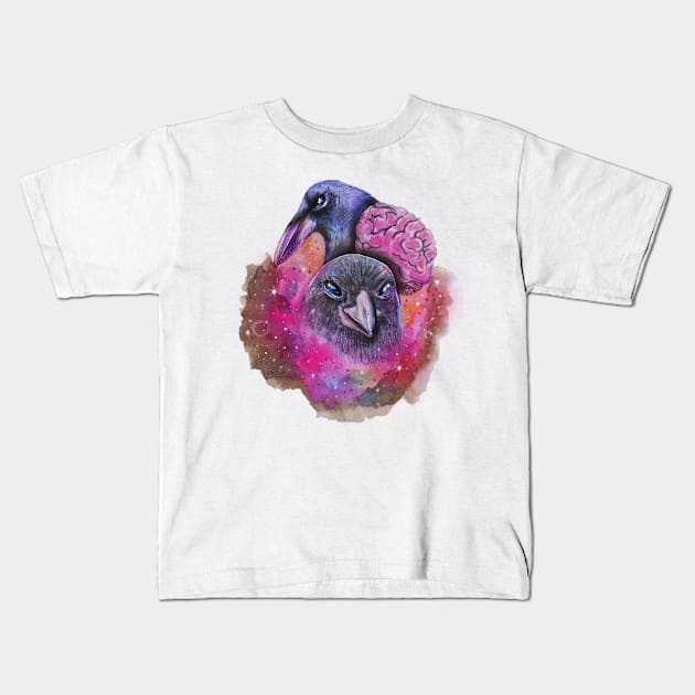 Hugin y Munin Kids T-Shirt by absolemstudio